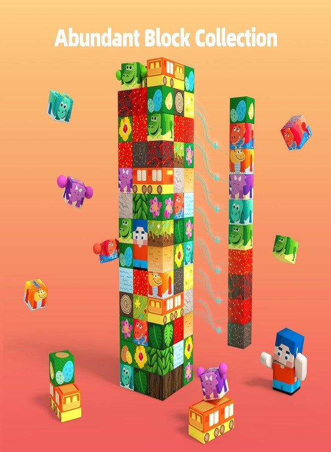GobiDex 48PCS Magnetic Building Blocks Playset, Build Dinosaur MagWonder with STEM Sensory Toys, Pretend Play Montessori Gift for Boys and Girls 3+ Years Old - Image 4